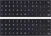 [2PCS PACK]Universal English Keyboard Stickers Black Background with White Lettering Keyboard Sticker for Computer Laptop Notebook Desktop Keyboards(English)