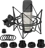 Geekria for Creators Microphone Shock Mount Compatible with Samson C01, C01U Pro, C03, C03U, CL7a, CL8a Mic Anti-Vibration Suspension Adapter Clamp Mic Holder Clip (Black/Metal)