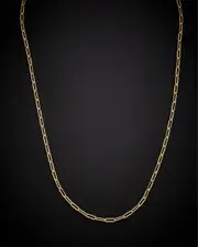 14K Italian Gold Polished Paperclip Chain Necklace