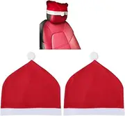 EIVCIVB Christmas Car Xmas Red Hat Kit 2 PCS Hats Interieur Decoration Holiday Cars Accessories Kit Red