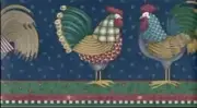Debbie Mumm Imperial Pre-Pasted Wall Border Roosters 5 Yards