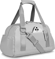Small Gym Bag 14 inch for Women & Men Mini Gym Duffel Bag with Wet Compartment Waterproof Travel Duffle Bag for Sports Workout Dance, Gray, Fashion