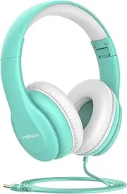 JoySpark Wired Headphones for Kids, 85dB Volume Limit Toddler Headphones, 3.5mm Kids Headphones with Cord, Adjustable, Stereo Sound Foldable Kids Headphones for School (Green)