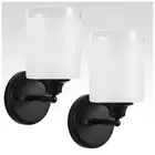 Bathroom Wall Sconce Set of Two with Frosted Glass Shades, Modern Indoor Vani...
