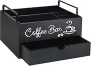 Coffee Organizer Station - Coffee Condiment Holder - Coffee Bar Organizer Station for Coffee Bar Decor, Wood Bar Accessories Organizer