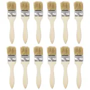 2.5 Inch Paint Brush Natural Bristle Flat Edge Wood Handle for Painting 12Pcs