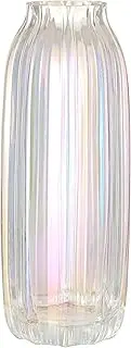 Large Coloured Modern Glass Vase Iridescent Crystal Clear Glass Vase 32cm for Decorative Home Office Centerpieces Flower Decor (Colored 32cm)