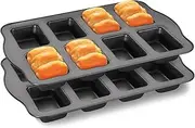 PENGQIMM 2 Pack Mini Loaf Baking Pans 8-Cavity,Carbon Steel Baking Bread Pan,Non-Stick Mini Loaf Pan Cake Bread Baking Tray Carbon Steel Bakeware
