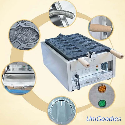 Waffle Machine Maker Ice Cream Cones 6 Fish Taiyaki Commercial Non-Stick 220V