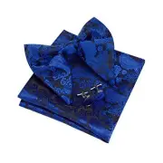 Fashion New Paisley Adjustable Pre-tied Big Bow Tie and Black/Royal Blue