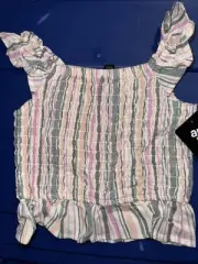 Art Class Smocked Stripe Peplum Tank Top Girls Size Small 6/6X Sleeveless
