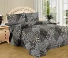 Twin Full Queen King Bed Black Tan Jungle Safari Patchwork Animal 4 pc Sheet Set