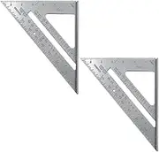 AIMALL UP to 2pcs 7" Aluminum Alloy Ruler Speed Angle Square Tool Triangle Square Ruler, High Precision, Durable, Compact, for Carpentry and DIY