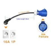 32A Blue CEE Socket to 16A EU Plug7KW to 3.5KW Electric Vehicle Charging Adapter