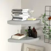 Floating Corner Shelves Set of 2 Gray 13.8x13.8 Storage Display