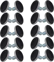 BQLZR 8mm Thread Round Base Black Adjustable Furniture Levelling Feet Table Leg Pack of 20