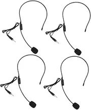 COMNESTBI 4Pcs Head Mounted Microphone Headset for Voice Amplifier One Way Condenser Mic with Stable Performance Comfortable Design for Easy Carrying and Use