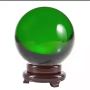 Giant 6 inch (150mm) Genuine Quartz Crystal Sphere (Forest Green) & Wood Base