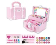 Makeup Set,Non-toxic Kids Makeup Set for Girls,Washable Kids Makeup Set Suitcase White