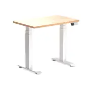 Desky Dual Mini Sit Stand Desk - Select Beech / 800 x 500 / White