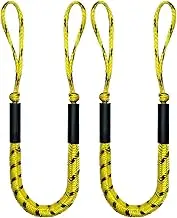 Bungee Dock Line, Mooring Rope, Marine Anchor Line - Accessory for Docking Pontoon, Seadoo, Bass Boat, Jet Ski, Kayak, WaveRunner - 4-5.5FT (Yellow)