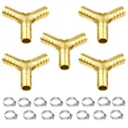 5Pcs 3/8" ID Hose Barb Shaped Y 3 way Union Fitting Intersection/Split Brass ...