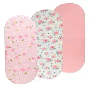 Bassinet Sheets Set 3 Pack for Baby Girl, Stretchy Soft Jersey Knitted Fitted Sh