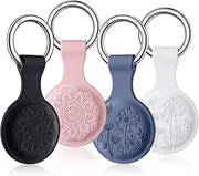 4Pack Engraved for Apple Airtag Holder Air Tag Case Keychain, Silicone Tracker Keyring Protective Case, for Keys, Bags, Luggage, Pet Collars, Anti-Lost and Scratch-Resistant Cover for Apple Air Tags