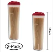12” Tall Pasta Cereal Rice Beans Storage Container with Measuring Lid (2 -pack)