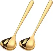 2-Piece 1 oz. Mini Ladle 7.68in Stainless Steel Gold Soup Spoons for Sauce Gravy Boat Serving Dishwasher Safe Metal Cooking