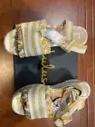 NEW Lulus Janelle Platform Espadrilles Womens 6.5 Yellow Ankle Strap Buckle