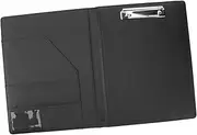 NUOBESTY Leather Portfolio Folders Leather File Folder Document Organizer Black