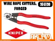 KNIPEX 9561190 - WIRE ROPE CUTTERS, FORGED - 190MM - BOLTED JOINT OPENING SPRING