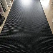 Doorway Rubber Flooring Roll Diamond Plate, Under Cars RV Trailer Non Slip Floor Mats, Heavy Duty Rubber Matting Roll for Corridor Kitchen Basement(Black,0.9 x 0.6 Meter/3 x
