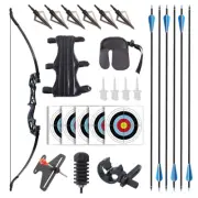 54" Takedown Recurve Bow and Arrow Set for Adult Beginner With 6 Arrows Kits MEW
