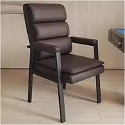 Mid-Century Armchair Modern Leather Accent Tub Chair with Wood Frame,Upholstered Occasional Lounge Chair Leisure Sofa Chair for Living Room/Bedroom(Brown)