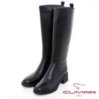在飛比找momo購物網優惠-【CUMAR】精品質感簡約直筒粗跟長靴(黑色)