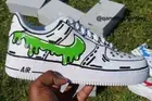 Air Force 1 Custom 'Green Swoosh Drip' Graffiti Pop Art Retro Shoes Mens Womens