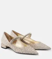 [Jimmy Choo] Jimmy Choo Bing glitter ballet flats AU 7.5 beige