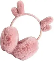 [Ipetboom] 1Pc Adorable Winter Earmuffs with Cute Antler Design Plush Warm Keeping Ear Protection for Festival Present Creative Winter Earmuff