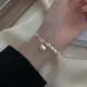 銀奧925純銀愛心手鏈女年新款潮高級感巴洛克珍珠不對稱手飾