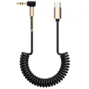 Sound USB C To 3.5mm Male Coiled Cable Stretchable Cord for Smartphone Car Sound
