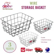 1x Wire Storage Basket Durable Metal Kitchen Cabinet Pantry Office Toy Organiser