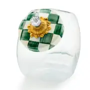 MacKENZIE CHILDS EMERALD CHECK COOKIE JAR BNIB