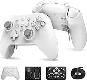Gulikit kk3 Max Controller, KingKong 3 Max Wireless Controller with RGB Light, 4 Back Buttons for PC/Switch/Steam/Android/iOS/MacOS,Maglev/Rotor/HD Vibration, Hyperlink Adapter-White