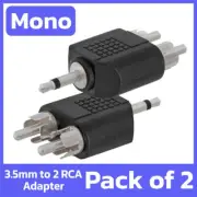 2 Pack 3.5mm to 2 x RCA Mono Adapter Male to Male Audio Splitter Audio Converter