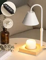 [CYUNER] Candle Warmer Lamp, Dimmable Candle Lamp Warmer, Adjustable Height, Timer, Bedroom Living Room Home Decor Wax Melt Warmer for Scented Wax with 2 Bulbs (White)