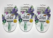 LOT (3) BIC SOLEIL ESCAPE RAZORS LAVENDER EUCALYPTUS SCENTED MOISTURE STRIP