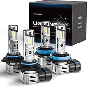 FRANXI 9005/HB3 H11/H8/H9/H16 Super Bright 120W Fog Lights Combo Bulbs 6000K, Cool White, 1:1 Design with Cooling Fan, Plug and Play, 4 Pack