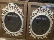 NEW! SET OF 2! Ikea Ung Drill White Oval Plastic Frames Discontinued 15" by 19"